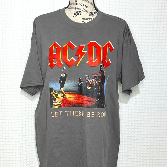 AC/DC | Shirts | Acdc Band Gray Let There Be Rock Shirt Large | Poshmark